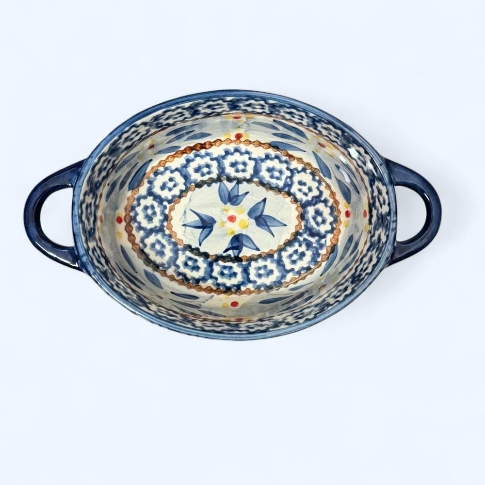 Temp-tations Tara Old World Blue Mini Oval Bake Casserole Dish 9oz Oven Art Deco